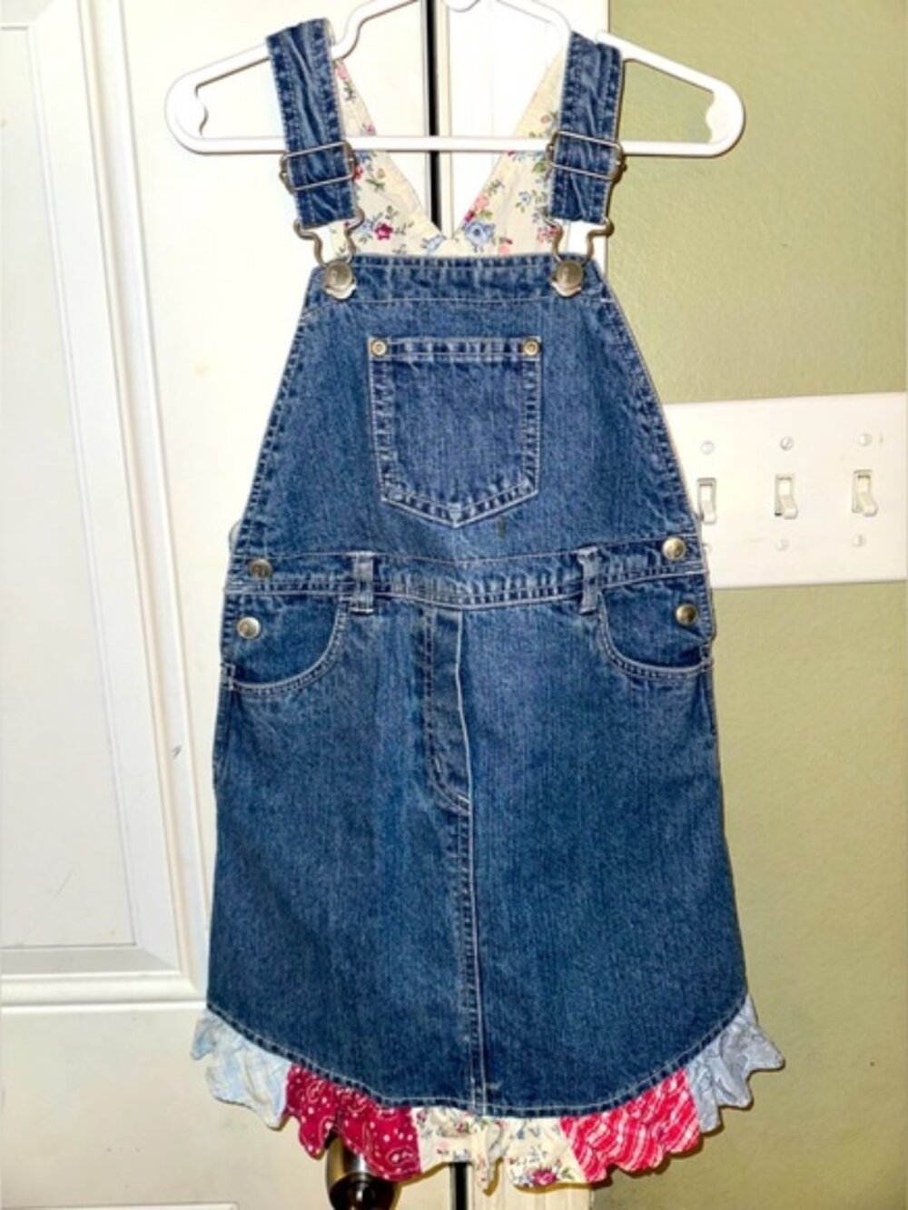 Y2K Vintage Patchwork Gymboree 100% Cotton Denim Overall Dress 5T EUC
